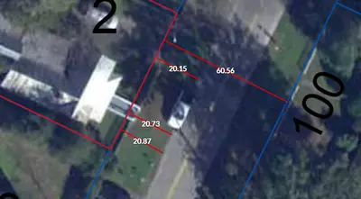 Aerial photo showing right of way measurements