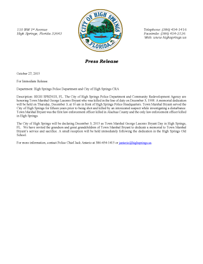 Bryant Press Release